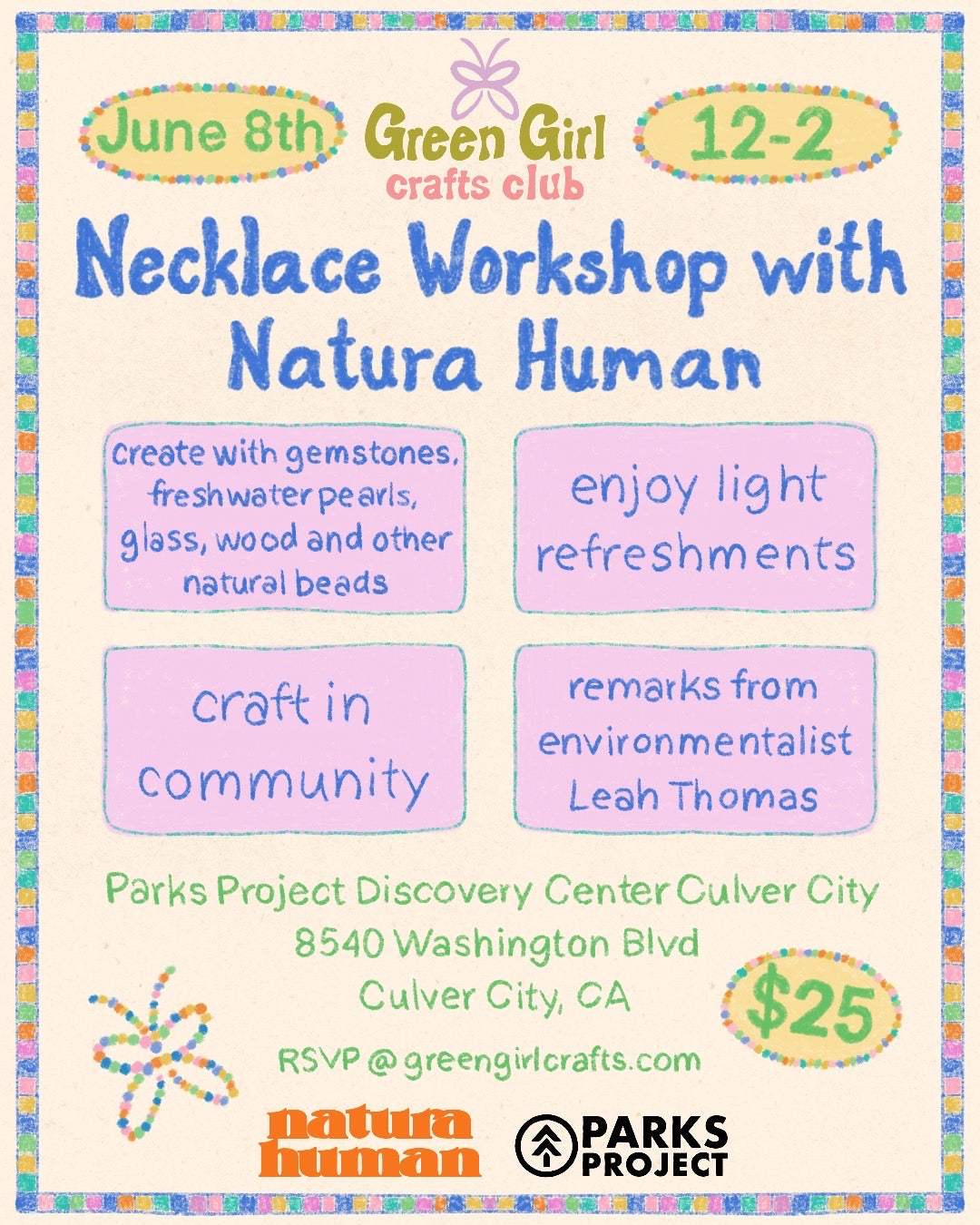 Necklace Workshop with Natura Human and Green Girl Crafts Club