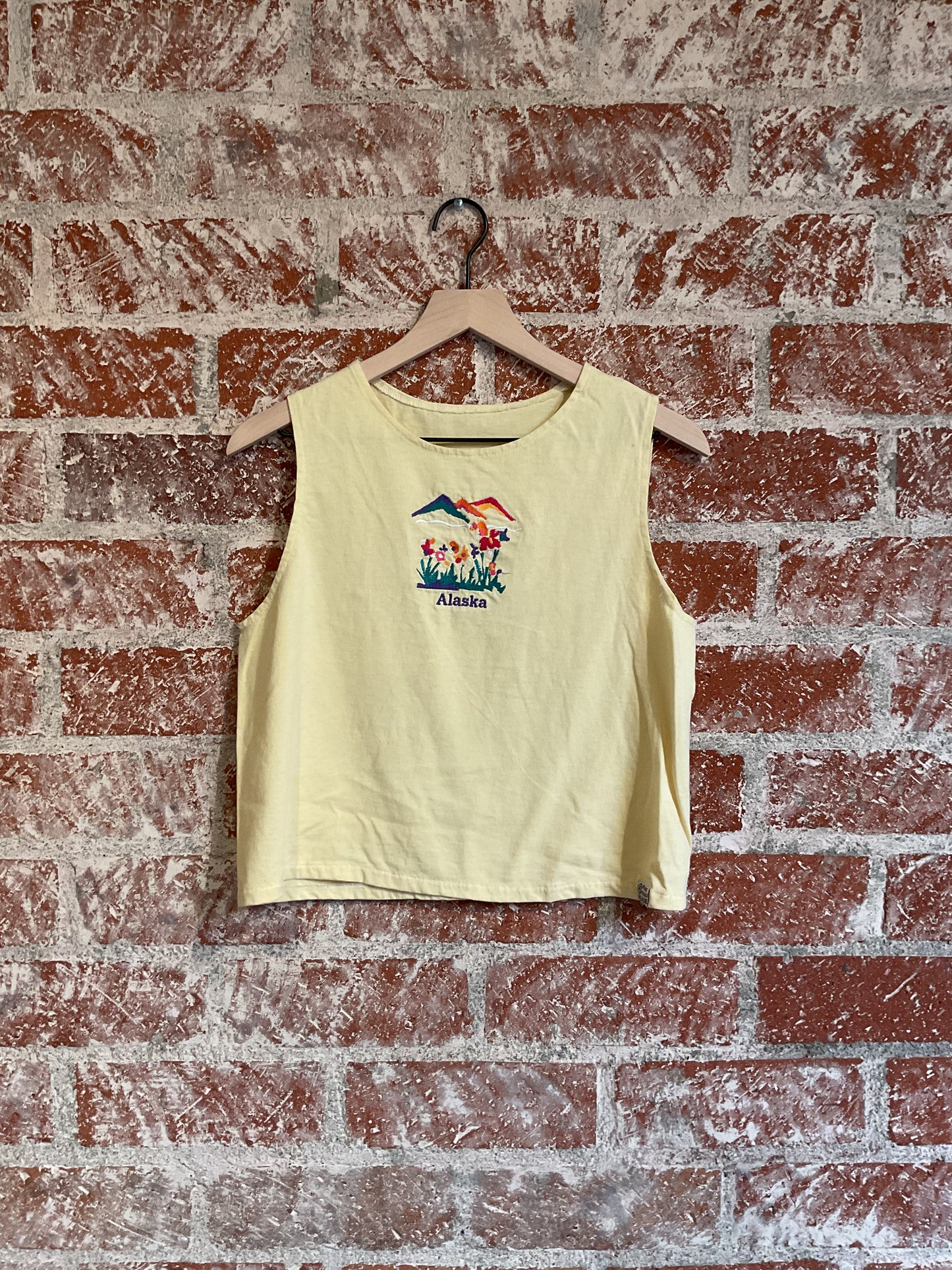 Remade: Recut Tank: Alaskan Floral Mountain Embroidered