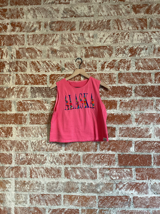 Remade: Recut Tank: Floral Alaska Embroidered