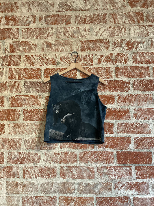Remade: Recut Tank: Midnight Bear Blue
