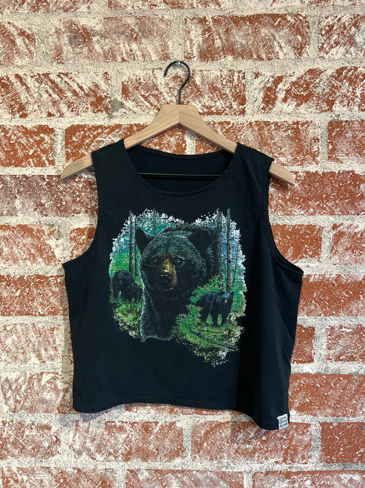 Remade: Recut Tank: Black Bear Forest