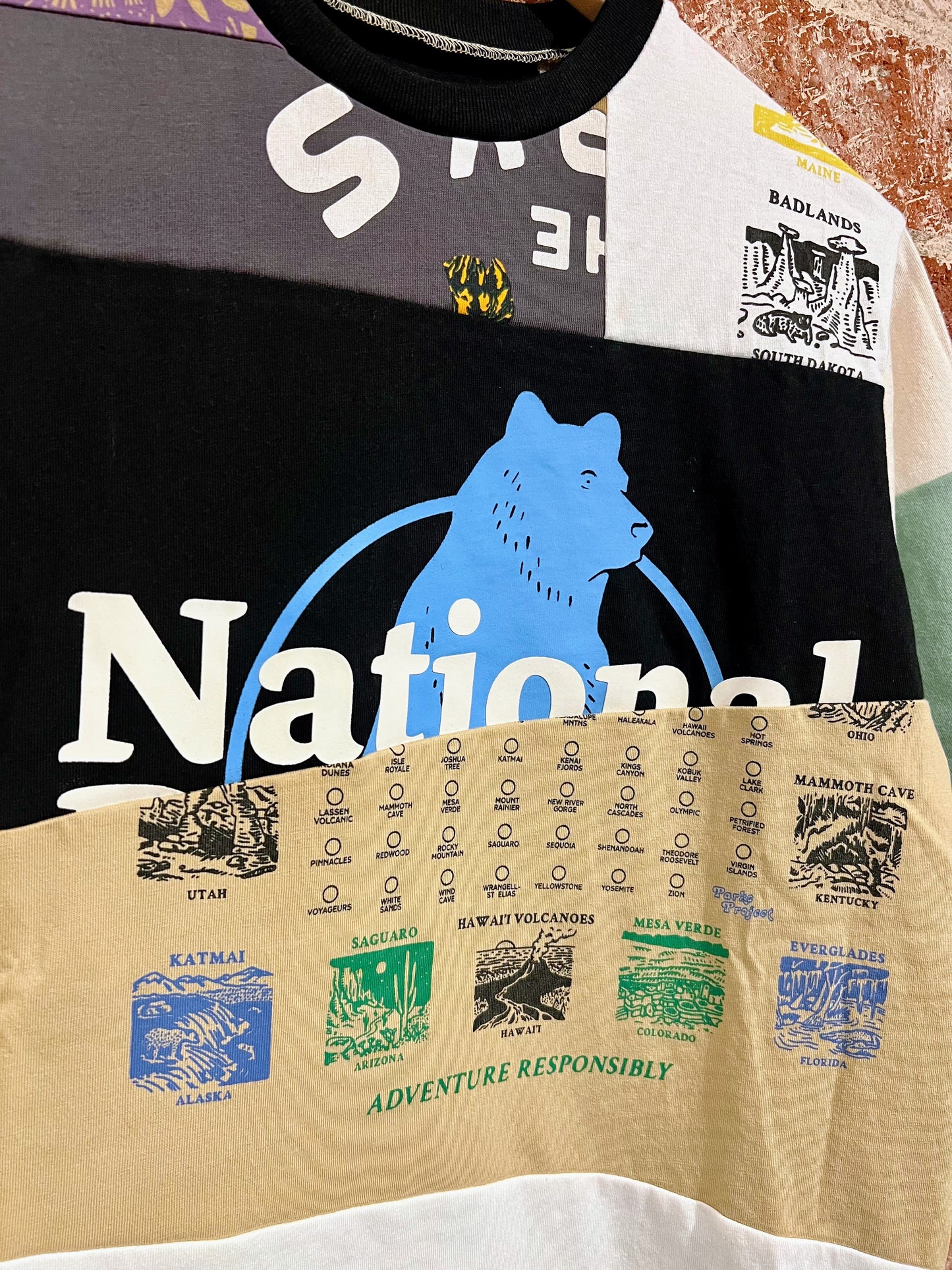 Remade Tee XS: National Parks Checklist Beige