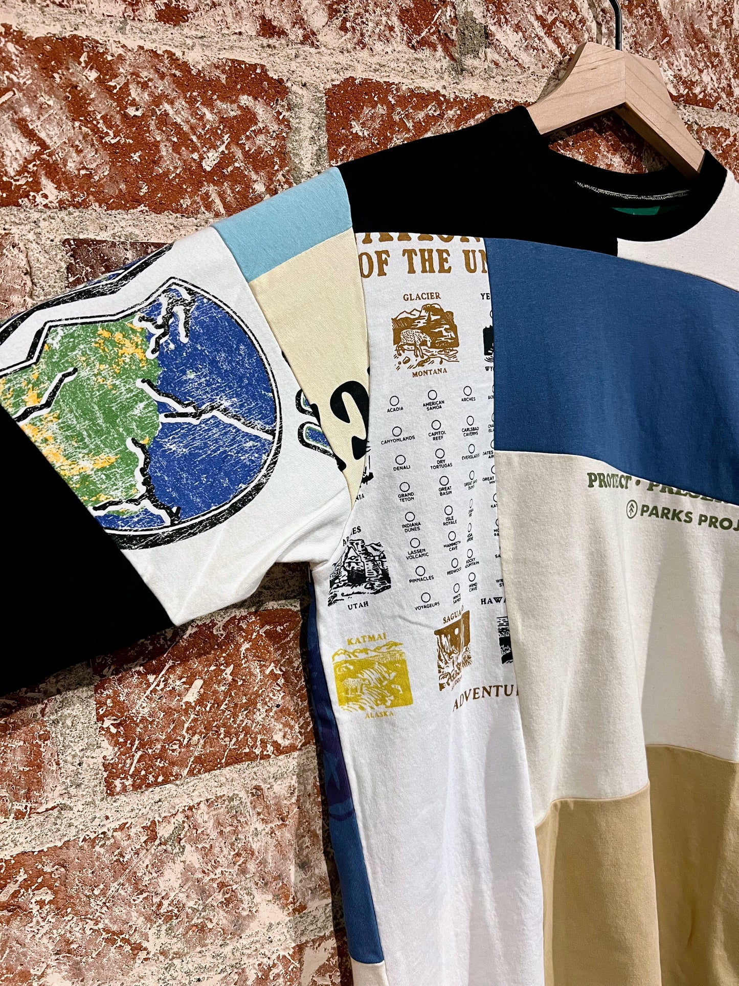 Remade Tee XS: National Parks Checklist White