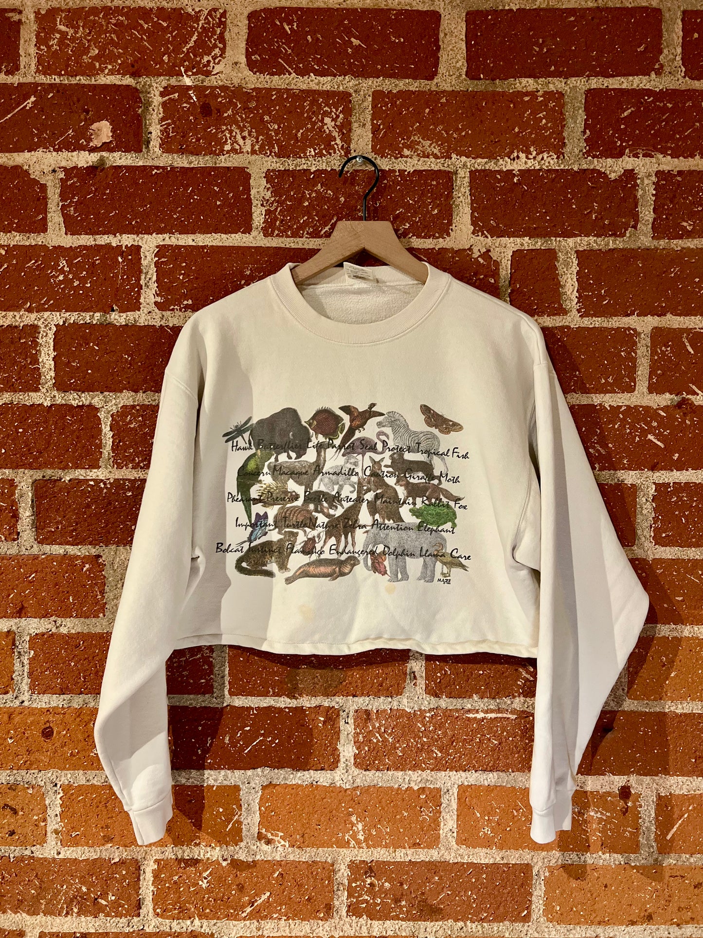 Vintage Cropped Crew L: Fauna