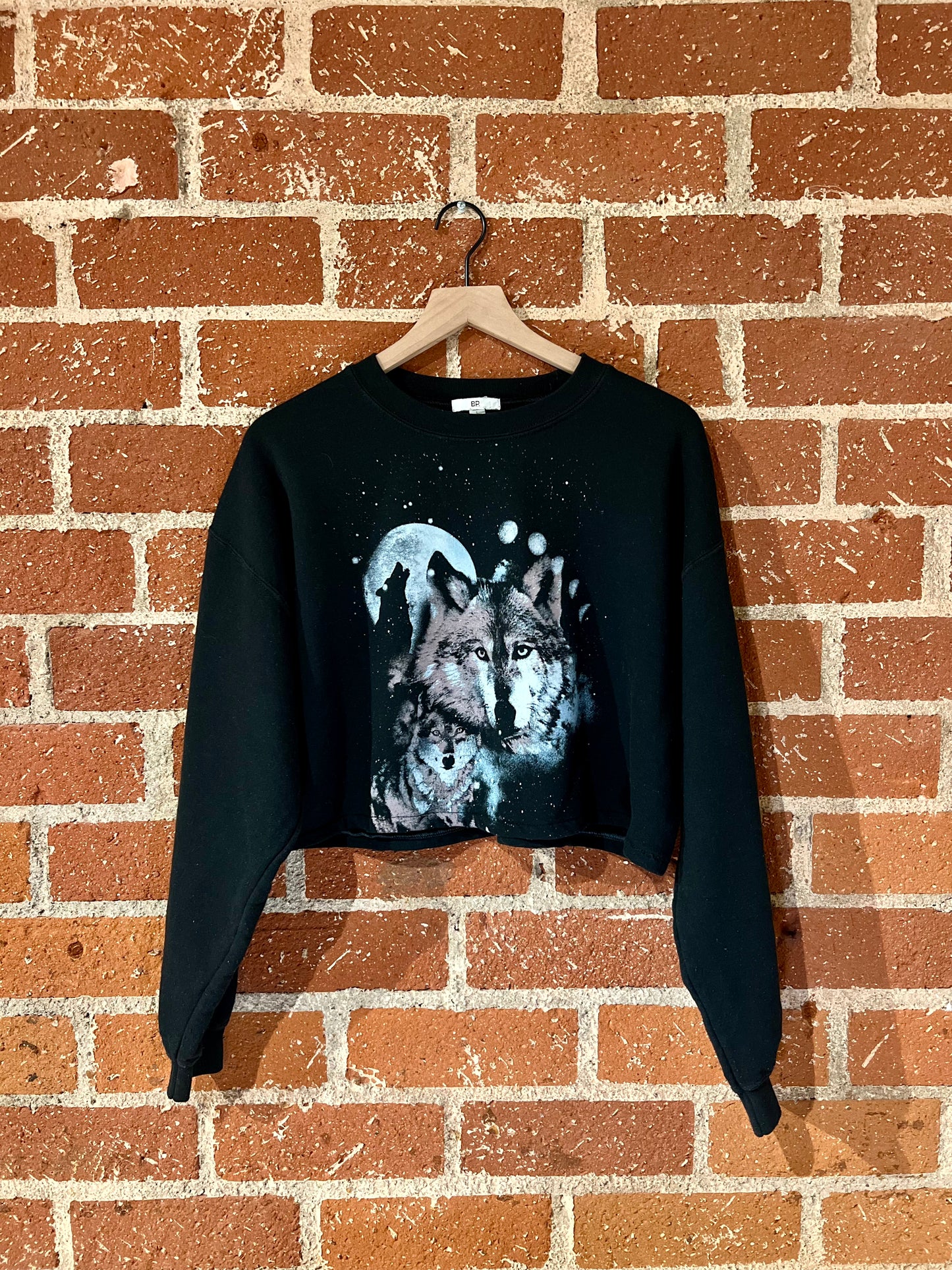 Vintage Cropped Crew L: Wolves Howling