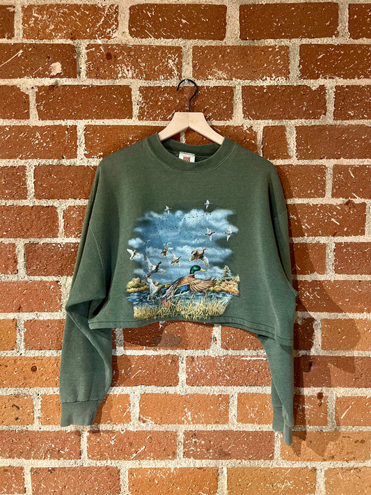 Vintage Cropped Crew XL: Duck Flight