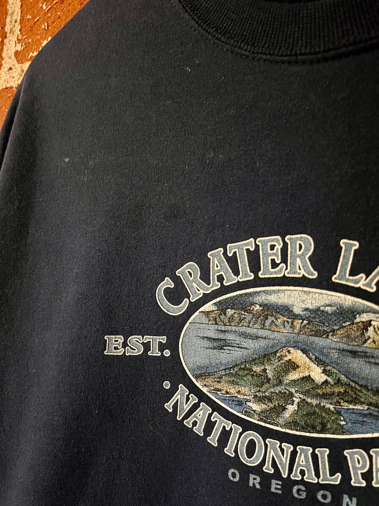Vintage Cropped Crew XL: Crater Lake