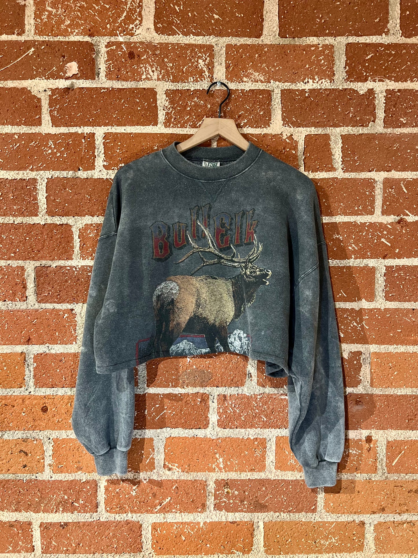 Vintage Cropped Crew XL: Bull Elk