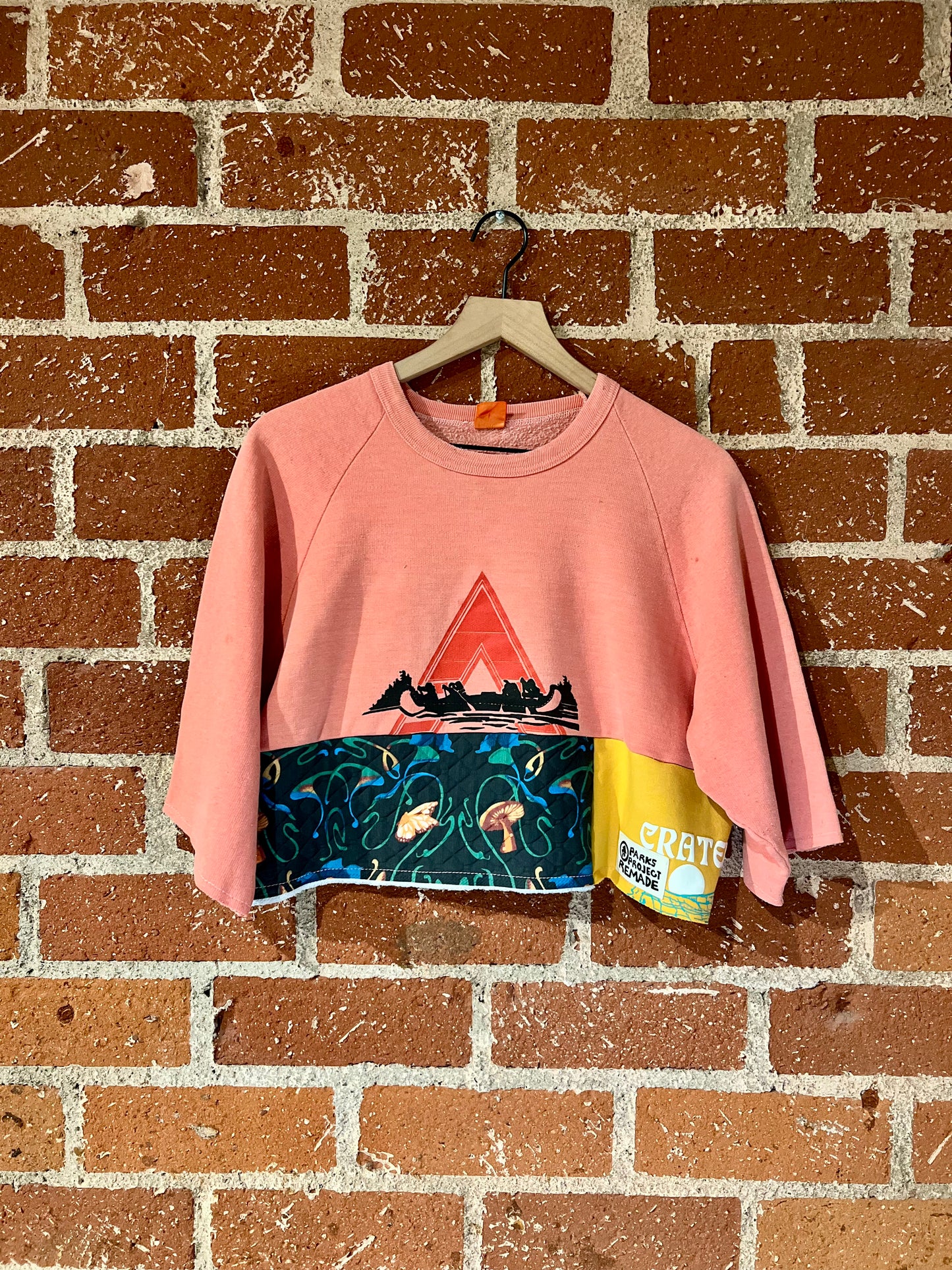 Vintage Remade Cropped Crew L: Canoe Crater Lake