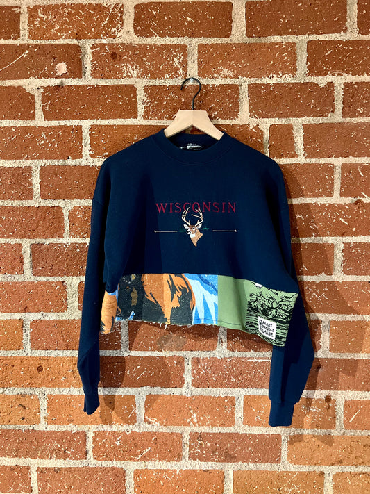 Vintage Remade Cropped Crew XL: Wisconsin Deer