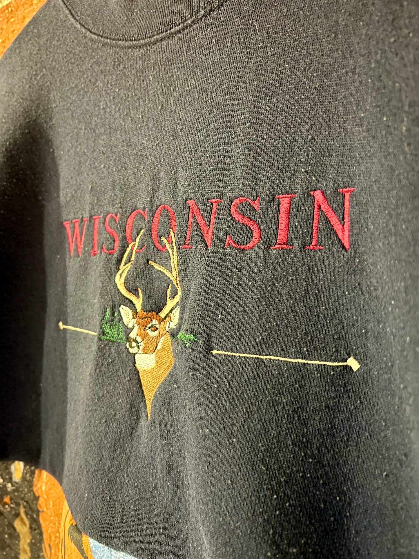 Vintage Remade Cropped Crew XL: Wisconsin Deer