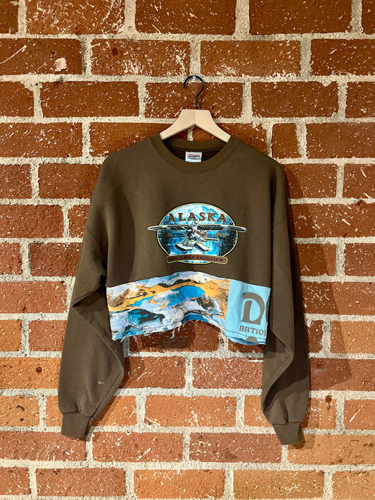 Vintage Remade Cropped Crew XL: Denali, Alaska