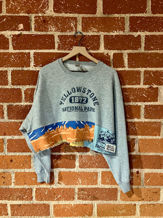 Vintage Remade Cropped Crew XXL: Yellowstone NP 1872